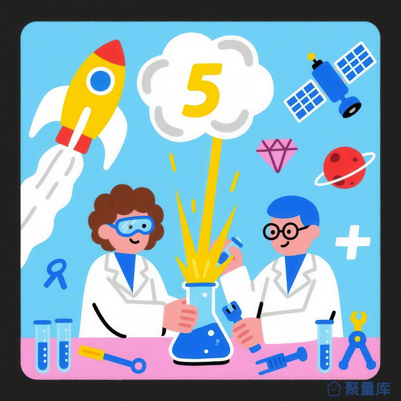 科学实验和宇宙主题的插图